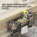 Maxcook Grey Sponge Holder for Kitchen Sink, Sink Organizer with High Brush Holder MCZW5554 image 1