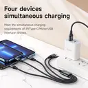 HOCO X76 4-in-1 Charging Cable - Lightning*2/ Micro-USB/ USB-C - 1M - Black image 2