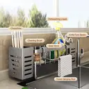 Maxcook Grey Sponge Holder for Kitchen Sink, Sink Organizer with High Brush Holder MCZW5554 image 4