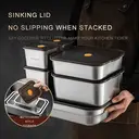 Maxcook 3pcs - 304 Stainless Steel Crisper Lunch Box Refrigerator Sealed Storage Box MCFT1434 - with Lid image 7