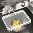 Maxcook Suction Cup Kitchen Drain Rack Sink Rack Garbage Strainer Sieve Rack - with 50 Nets - White image 0