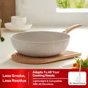 J.Zao White Granite Multi-Use Deep Frying Pan， Non-Stick Without Lid， 30cm image 1