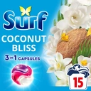 Surf 3in1 PODS, Washing Liquid Laundry Detergent Capsules, Coconut Bliss, 15 Washes image 2