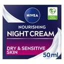 NIVEA Nourishing Night Cream Moisturiser Dry & Sensitive Skin 50ML image 2