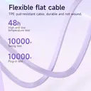 HOCO 3-in-1 Retractable Charging Cable - USB-A to Lightning/ USB-C/ Micro-USB - 1M - Purple image 5