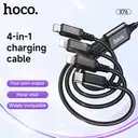 HOCO X76 4-in-1 Charging Cable - Lightning*2/ Micro-USB/ USB-C - 1M - Black image 1