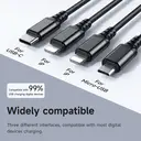 HOCO X76 4-in-1 Charging Cable - Lightning*2/ Micro-USB/ USB-C - 1M - Black image 6