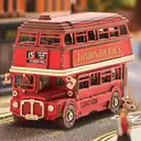 Robotime Rolife Puzzle 3D en bois autobus de Londres 19,4 x 7,8 x 11,3 cm, 1 pièce, décoration à la maison, décoration d’étagère,Cadeaux artisanaux pour adultes et adolescents,Jouets éducatifs image 1