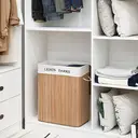 JOYFURNOS100L Panier à Linge Pliable en Bambou avec 2 Compartiments - 52 x 63 x 32 cm image 3