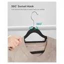 SONGMICSHOME 20 Cintres en velours antidérapants avec barre à cravate crochet pivotant 360° gain de place 43,5 cm noir image 3