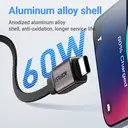 ACEFAST USB-A/USB-C to USB-C Charging Cable - 0.2M - Black image 2