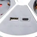 Aigostar Multiprise avec cordon - 4 prises Schuko - 3G1,0 mm² - 1,5 m - USB (1A1C) - avec interrupteur - forme disque - Blanc et Gris - PP image 1