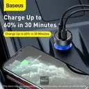 Baseus  Chargeur de voiture USB / USB Type C 65 W 5 A SCP Quick Charge 4.0+ Power Delivery 3.0 Affichage LCD image 4