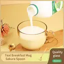 BJ Bajie Breakfast Cup Oat Cup Glass Bowl Tea Glass Cup Milk Cup Mark Cup Water Cup with Spoon 450ML image 2