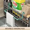 Maxcook Grey Sponge Holder for Kitchen Sink, Sink Organizer with High Brush Holder MCZW5554 image 5
