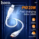 HOCO X93 PD20W Lightning Charging Cable – 1M - White image 1