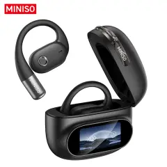 MINISO MS150 Open-Ear Bluetooth Wireless EarBuds with Touch-Screen LED Display, - Black