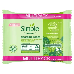 Simple Kind to Skin Cleansing Wipes Biodegradable 50 wipes