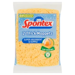 Spontex 2 Thick Sponge Moppets, 16 x 12cm