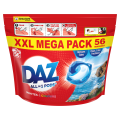 DAZ ALL in 1 PODS Washing Capsules, Whites & Colours, 56 Washes