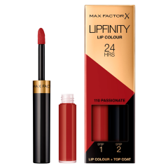 Max Factor Lipfinity Lip Colour Lipstick, 2-Step Long Lasting, 110 Passionate, 2.3ml + 1.9g