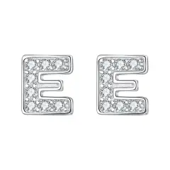 Ever Faith Women's 925 Sterling Silver Pave Cubic Zirconia Initial Letter Stud Earrings Clear