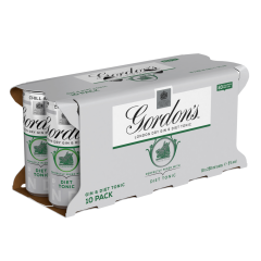 Gordon's London Dry Gin and Diet Tonic 5% vol 10 x 250ml Ready to Drink Premix Can Multipack