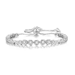 Ever Faith Classic Tennis Bracelets for Women 3-5MM Cubic Zircon 14K Gold Sliver Plated Bracelet AdjustableTrendy Jewelry Gift for Holiday 6.5-7.5 Inch