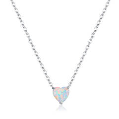 Ever Faith Hypoallergenic 925 Sterling Silver Dainty 11mm Opal Love Heart Choker Necklace for Women