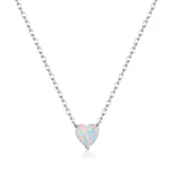 Ever Faith Hypoallergenic 925 Sterling Silver Dainty 11mm Opal Love Heart Choker Necklace for Women