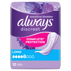 Always Discreet Long Pads 10 Pads