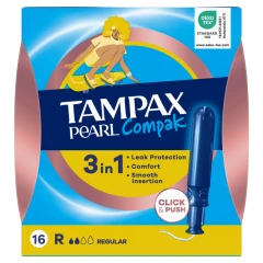 Tampax Pearl Compak Regular Tampons With Applicator X 16