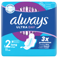 Always Ultra Day Sanitary Towels Long (Size 2) With Wings 11 Pads