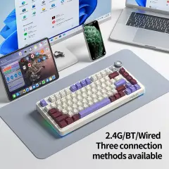 AULU AU75 Wireless Mechanical Keyboard Star Vector  Switch - Beige+Purple+Red