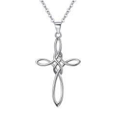 Ever Faith Celtic Knot Cross Necklace Pendant 925 Sterling Silver Chain for Wowen Girls 21.2"