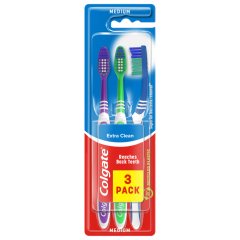 Colgate Extra Clean Medium Manual Toothbrush x3