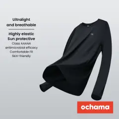 ochama sports t-shirt men's round neck long-sleeved t-shirt sunscreen quick-drying clothes
bottom running fitness outdoor black XL