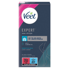 Veet 20 Expert Legs & Body Wax Strips with Almond Oil