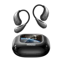 MINISO x33 Open-Ear Bluetooth Wireless EarBuds with Touch-Screen Display, 5.5g - Black