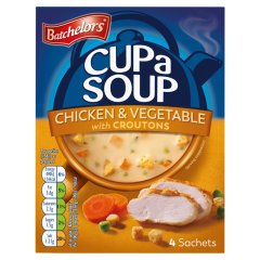 Batchelors Cup a Soup Chicken & Vegetable with Croutons 4 Instant Soup Sachets 110g