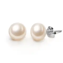 Ever Faith 925 Sterling Silver 8mm Freshwater Cultured Pearl Stud Earrings for Women Girls