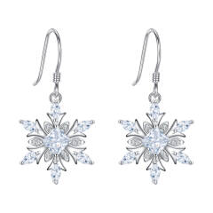 Ever Faith Snowflake Earrings, 925 Sterling Silver Clear Cubic Zirconia, Christmas Earrings Gift for Family