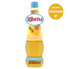 Ribena Pineapple And Passion Fruit Squash No Added Sugar 850ml