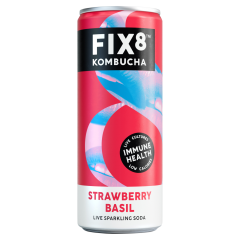 Fix8 Kombucha Strawberry Basil Live Sparkling Soda 25cl