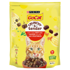 Go-Cat Crunchy & Tender with Beef and Chicken mix with Vegetables Dry Cat Food 900g