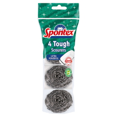 Spontex 4 Tough Steel Metal Scourers