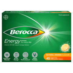 Berocca Natural Orange Flavour 45 Sugar Free Effervescent Tablets