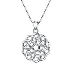 Ever Faith Women's 925 Sterling Silver Vintage Good Luck Round Shape Celtic Knot Pendant Necklace