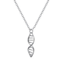 Ever Faith DNA Necklace for Women / 925 Sterling Silver / Double Helix Pendant / Biological Symbol Jewelry / Biology Molecule Chain 18"