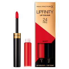 Max Factor Lipfinity Lip Colour Lipstick, 2-Step Long Lasting, 120 Hot, 2.3ml + 1.9g